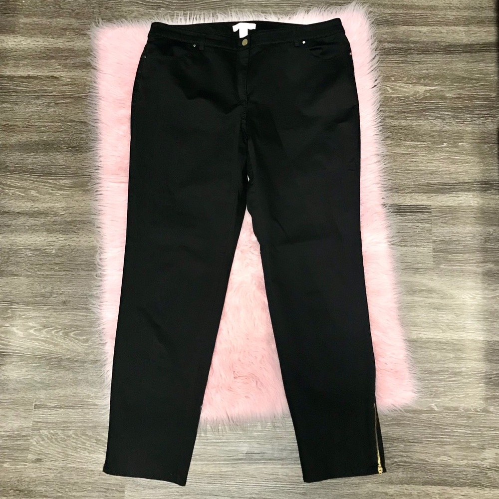 Chico’s Black So Slimming Ankle Zip Pants Size 14
